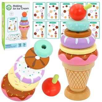 Drewniane Lody Układanka Montessori Cukiernia 12 el. FSC WOOPIE GREEN