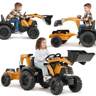 Traktor na Pedały Case CE z Koparką Ładowarką i Przyczepą FALK