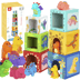 TOOKY TOY Drewniane Klocki Układanka Edukacyjna + 6 Figurek do zabawy 12 el.