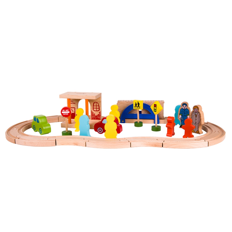 CLASSIC WORLD Zestaw Kolejka Tor Drewniany Pociąg + Figurki 110 el. CLASSIC WORLD Zestaw Kolejka Tor Drewniany Pociąg + Figurki 110 el.