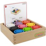 Kolorowe Drewniane Klocki i Kubeczki Okrągłe Masterkidz Montessori