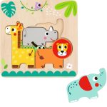 Tooky Toy Drewniane Puzzle Montessori Wielowarstwowe Tablica Zwierzątka Leśne 7 el.