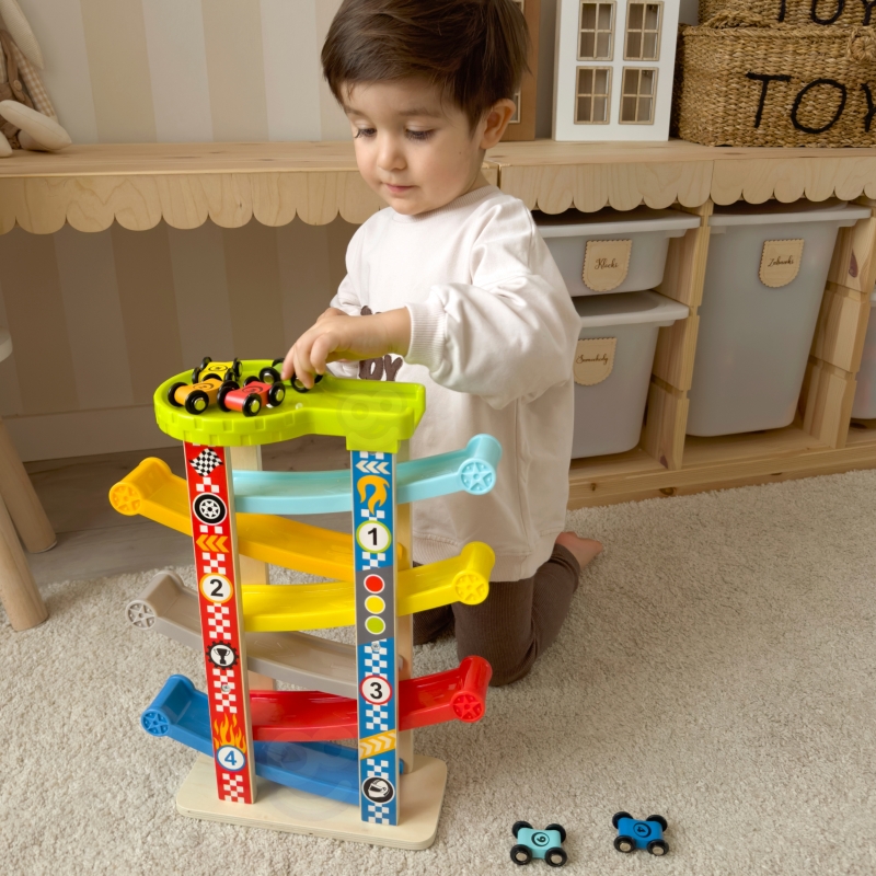 TOOKY TOY Kolorowa Zjeżdżalnia Tor Dla Samochodów TOOKY TOY Kolorowa Zjeżdżalnia Tor Dla Samochodów