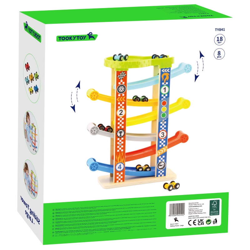 TOOKY TOY Kolorowa Zjeżdżalnia Tor Dla Samochodów TOOKY TOY Kolorowa Zjeżdżalnia Tor Dla Samochodów