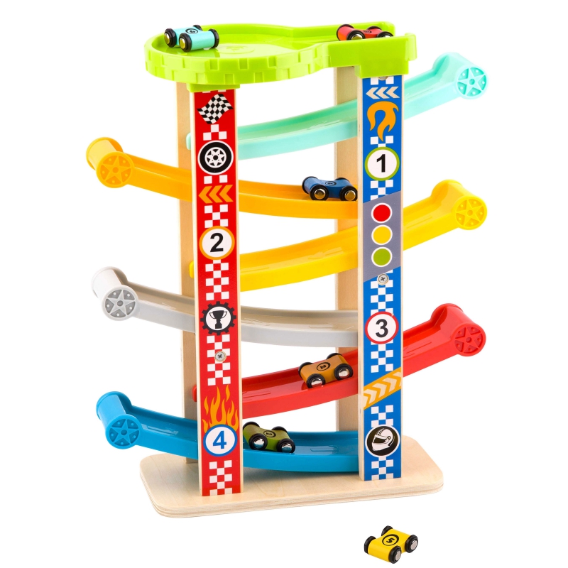 tooky-toy-kolorowa-zjezdzalnia-tor-dla-samochodow (2) TOOKY TOY Kolorowa Zjeżdżalnia Tor Dla Samochodów