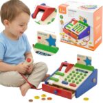 Drewniana Kasa Sklepowa Montessori z Akcesoriami i Skanerem VIGA Toys