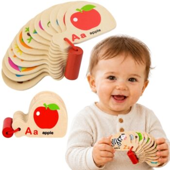 Drewniana Książeczka Montessori do Nauki Alfabetu i Języka Angielskiego VIGA