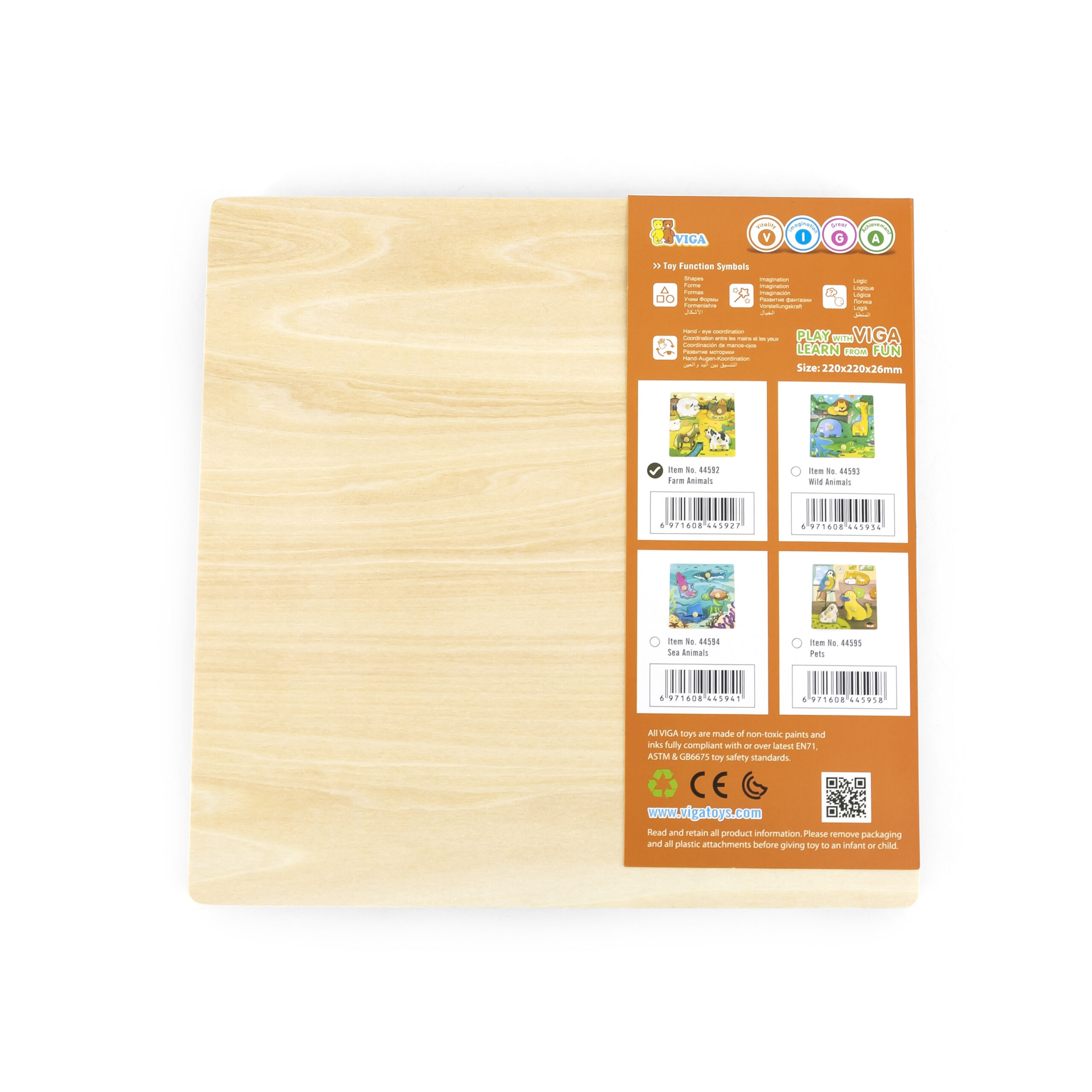 VIGA Drewniane Puzzle z Pinezkami Farma 12m+ VIGA Drewniane Puzzle z Pinezkami Farma 12m+