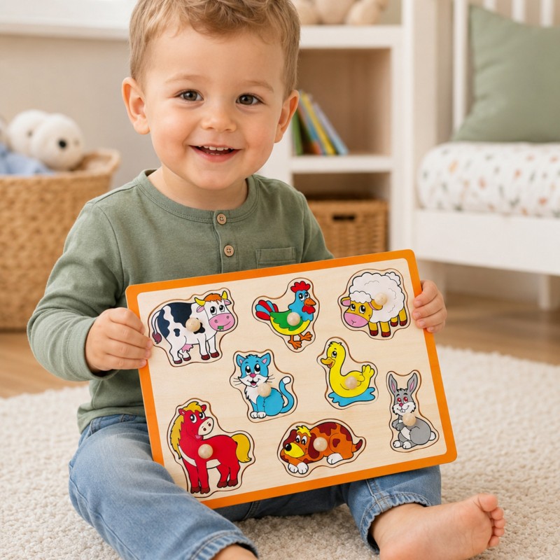VIGA Drewniane Puzzle Zwierzęta z Farmy Układanka VIGA Drewniane Puzzle Zwierzęta z Farmy Układanka