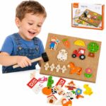 Drewniana Przybijanka Farma z Korkową Tablicą Montessori VIGA Toys