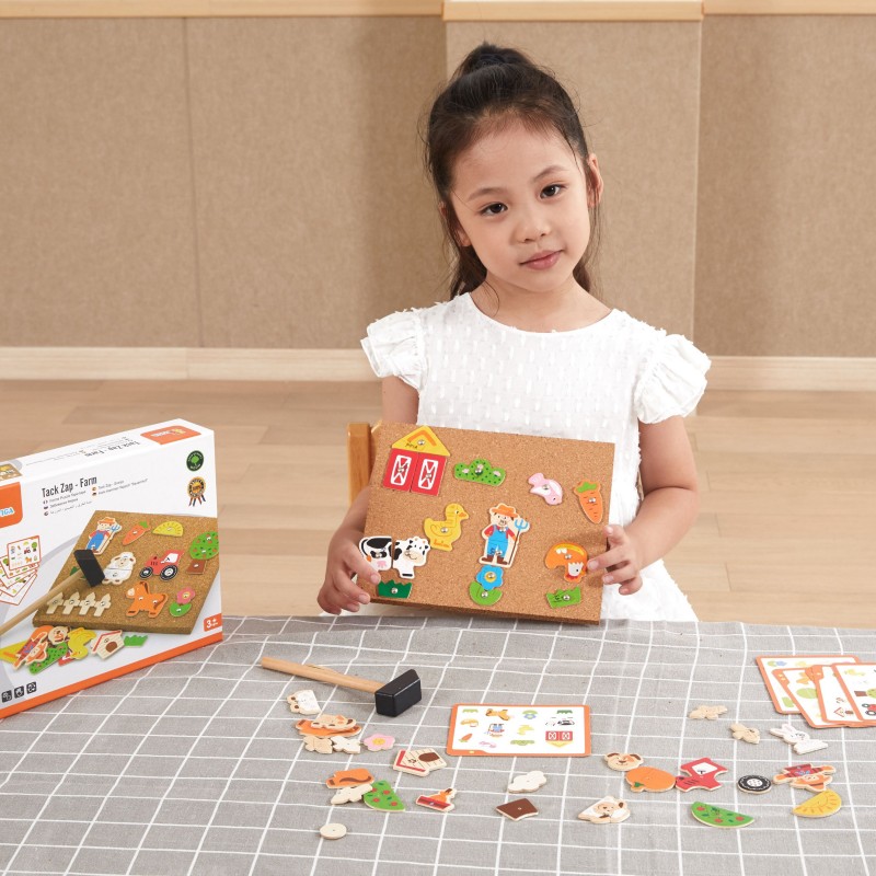 Drewniana Przybijanka Farma z Korkową Tablicą Montessori VIGA Toys Drewniana Przybijanka Farma z Korkową Tablicą Montessori VIGA Toys