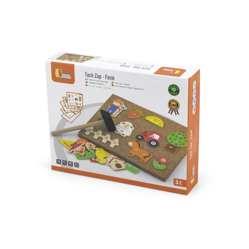 Drewniana Przybijanka Farma z Korkową Tablicą Montessori VIGA Toys Drewniana Przybijanka Farma z Korkową Tablicą Montessori VIGA Toys