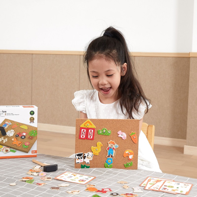 Drewniana Przybijanka Farma z Korkową Tablicą Montessori VIGA Toys Drewniana Przybijanka Farma z Korkową Tablicą Montessori VIGA Toys