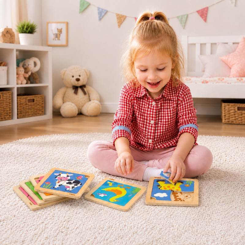 Drewniane Puzzle w Stojaku 12 Plansz VIGA Toys Drewniane Puzzle w Stojaku 12 Plansz VIGA Toys