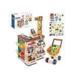 WOOPIE Sklep Supermarket z Wózkiem Waga Kasa Skaner + 48 Akc.