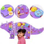 Viga Drewniana Tablica Sensoryczna Manipulacyjna Edu Triceratops