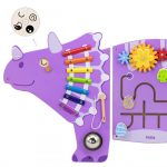 Viga Drewniana Tablica Sensoryczna Manipulacyjna Edu Triceratops 2