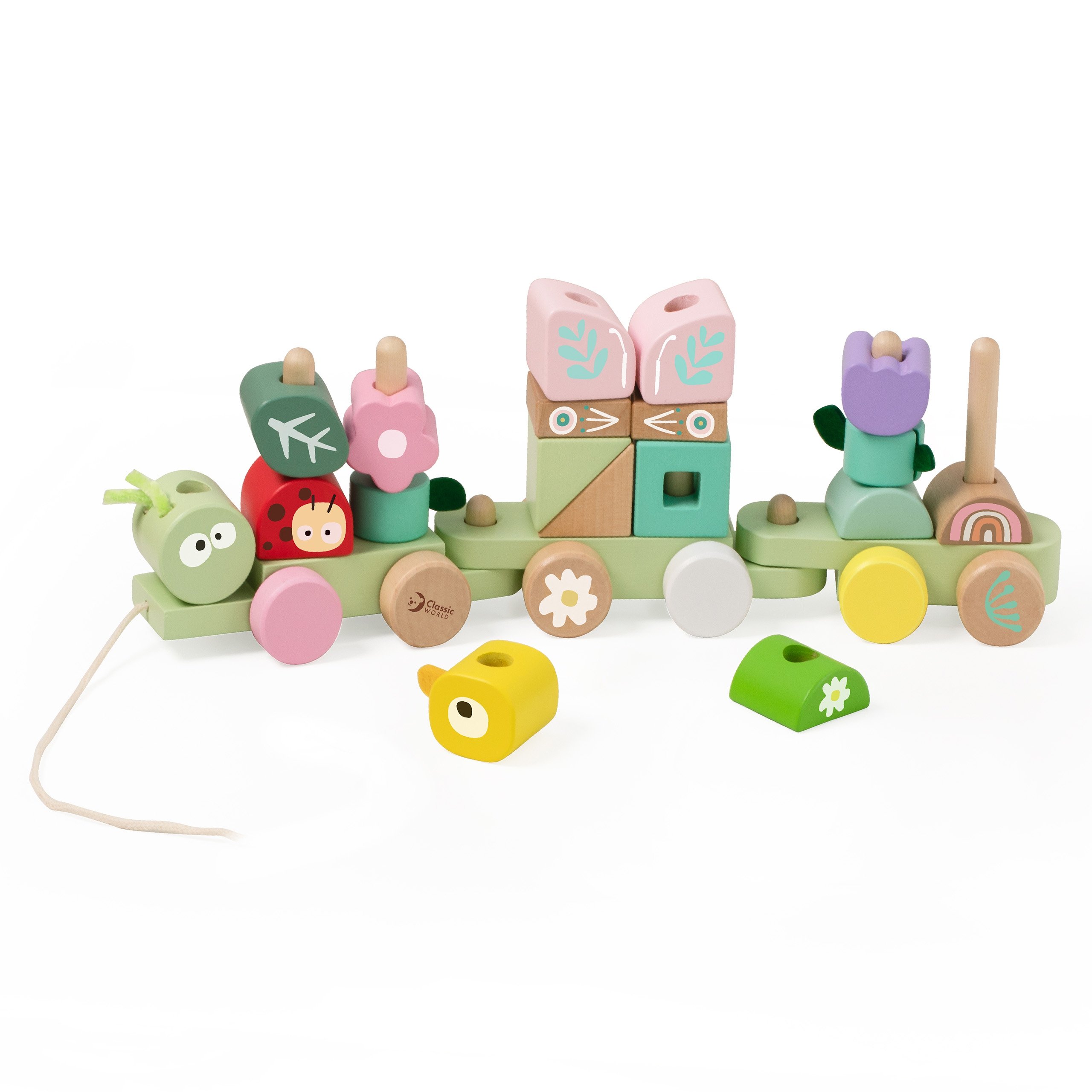 CLASSIC WORLD Montessori Kolejka Gąsienica Drewniana Układanka CLASSIC WORLD Montessori Kolejka Gąsienica Drewniana Układanka