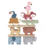 TOOKY TOY Drewniane Klocki Układanka Wieża Stacker Stosy Zwierzątka Montessori 13 el.
