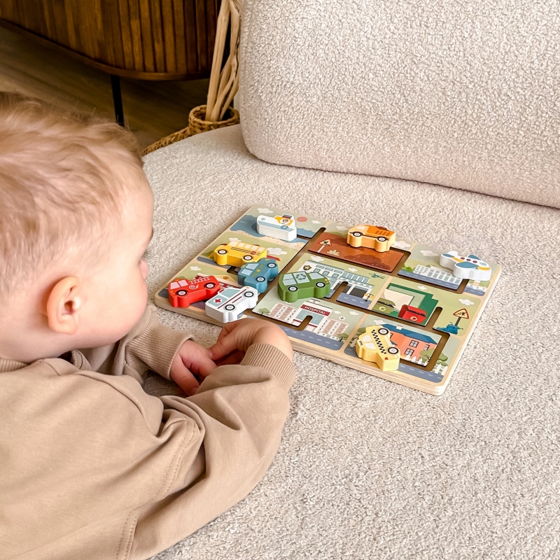 TOOKY TOY Labirynt Drewniany Pojazdy Układanka TOOKY TOY Labirynt Drewniany Pojazdy Układanka