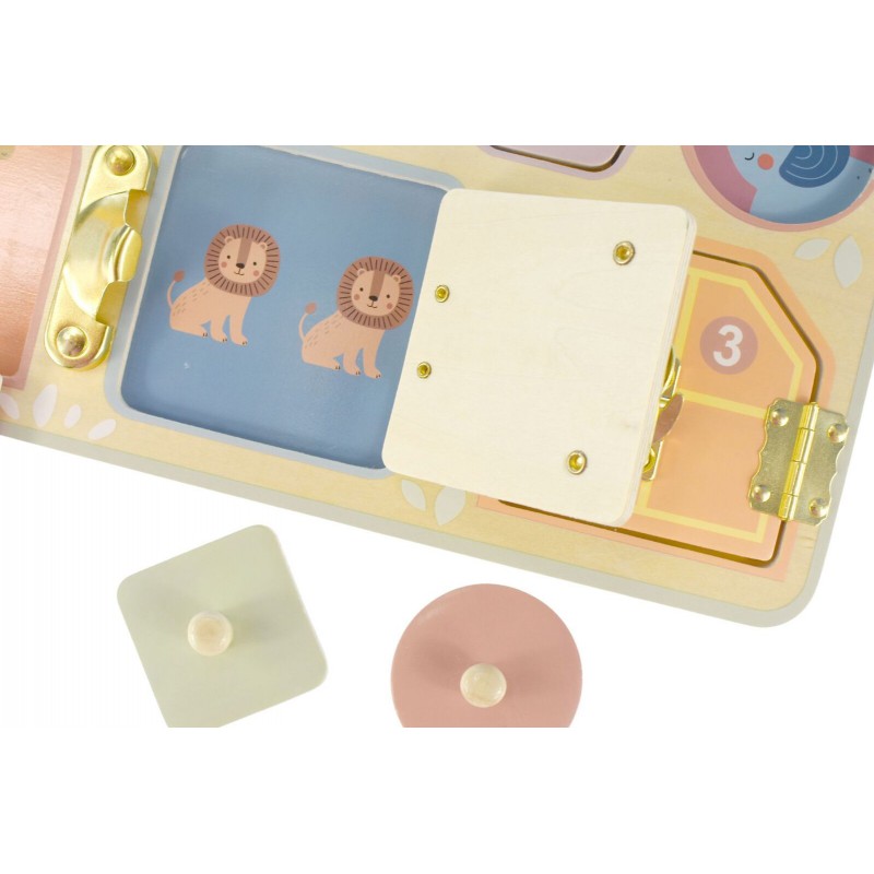 TOOKY TOY Tablica Manipulacyjna Montessori Zamki Zębatki Sorter Zegar TOOKY TOY Tablica Manipulacyjna Montessori Zamki Zębatki Sorter Zegar