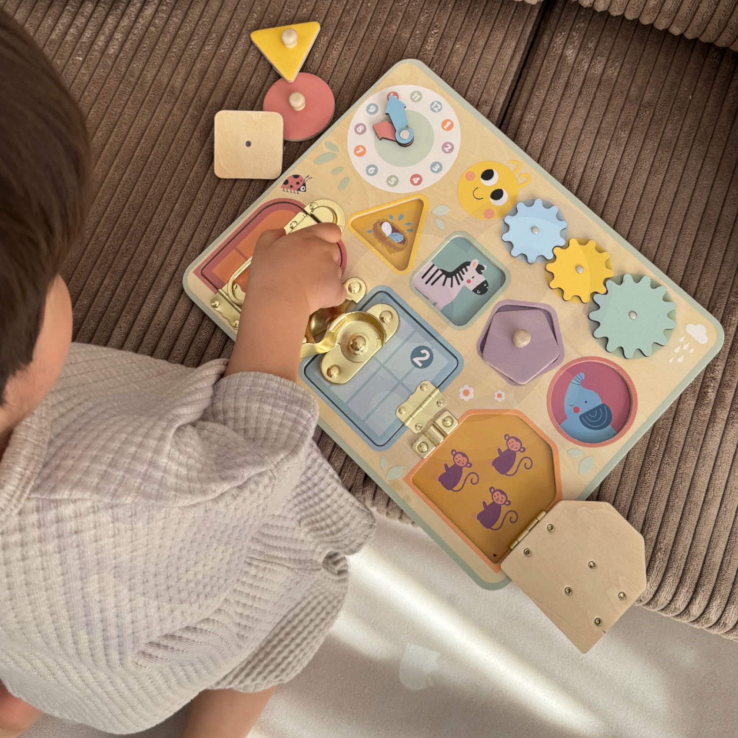 TOOKY TOY Tablica Manipulacyjna Zamki Zębatki Sorter Zegar TOOKY TOY Tablica Manipulacyjna Zamki Zębatki Sorter Zegar