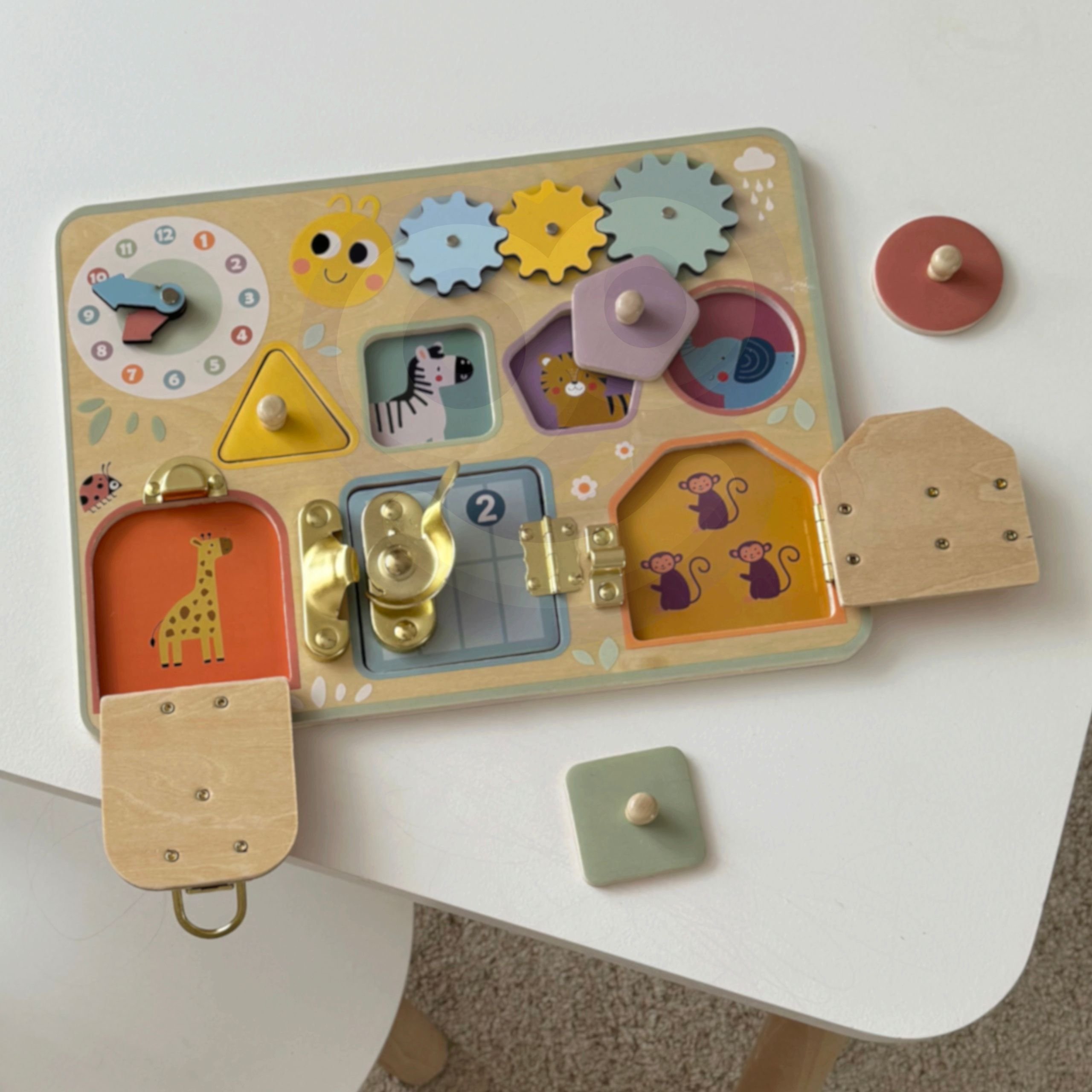 TOOKY TOY Tablica Manipulacyjna Zamki Zębatki Sorter Zegar TOOKY TOY Tablica Manipulacyjna Zamki Zębatki Sorter Zegar