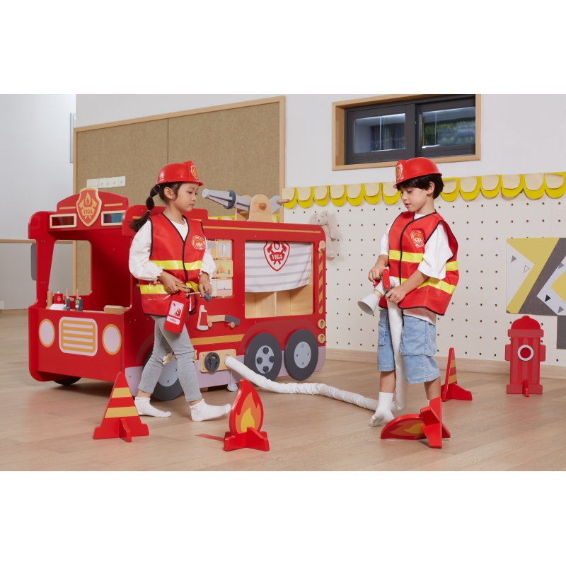 VIGA Duży Drewniany Wóz Strażacki Plac Zabaw Montessori VIGA Duży Drewniany Wóz Strażacki Plac Zabaw Montessori