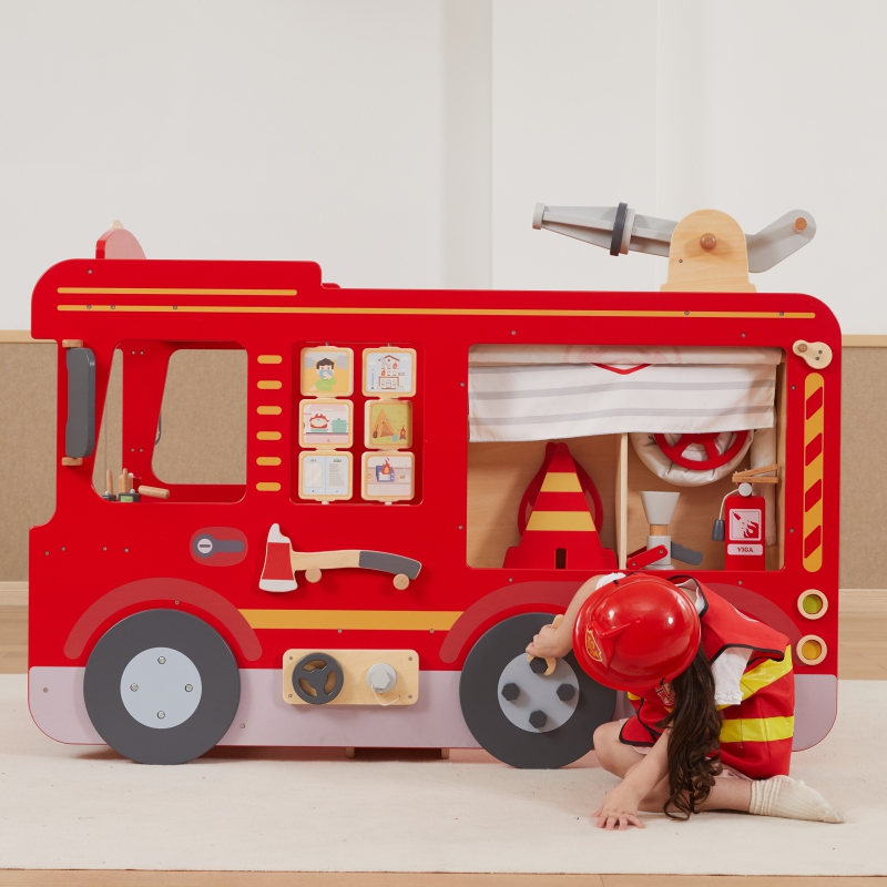 VIGA Duży Drewniany Wóz Strażacki Plac Zabaw Montessori VIGA Duży Drewniany Wóz Strażacki Plac Zabaw Montessori