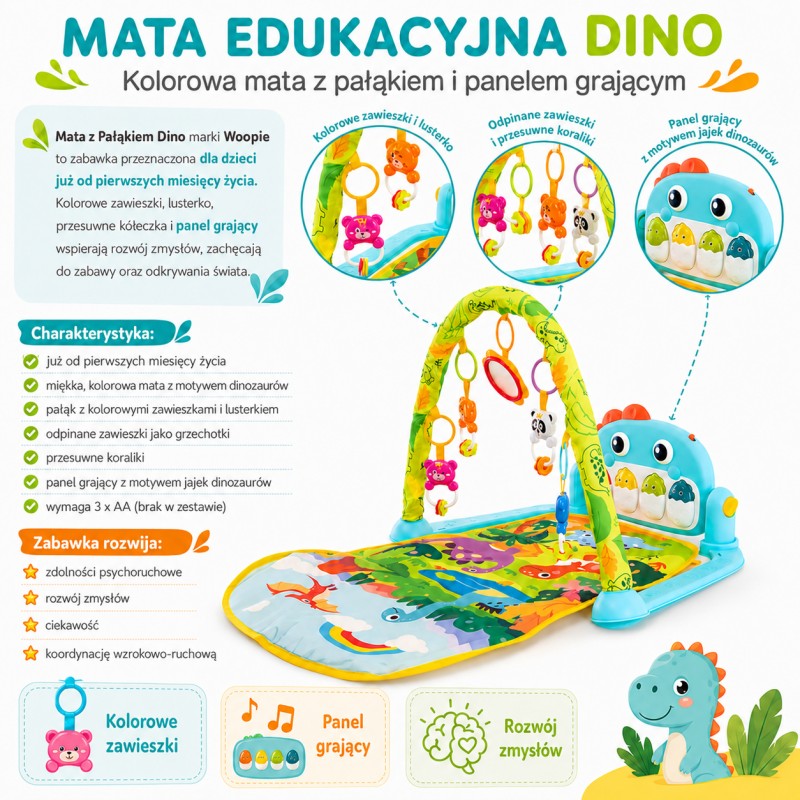 WOOPIE BABY Mata z Pałąkiem Dino WOOPIE BABY Mata z Pałąkiem Dino