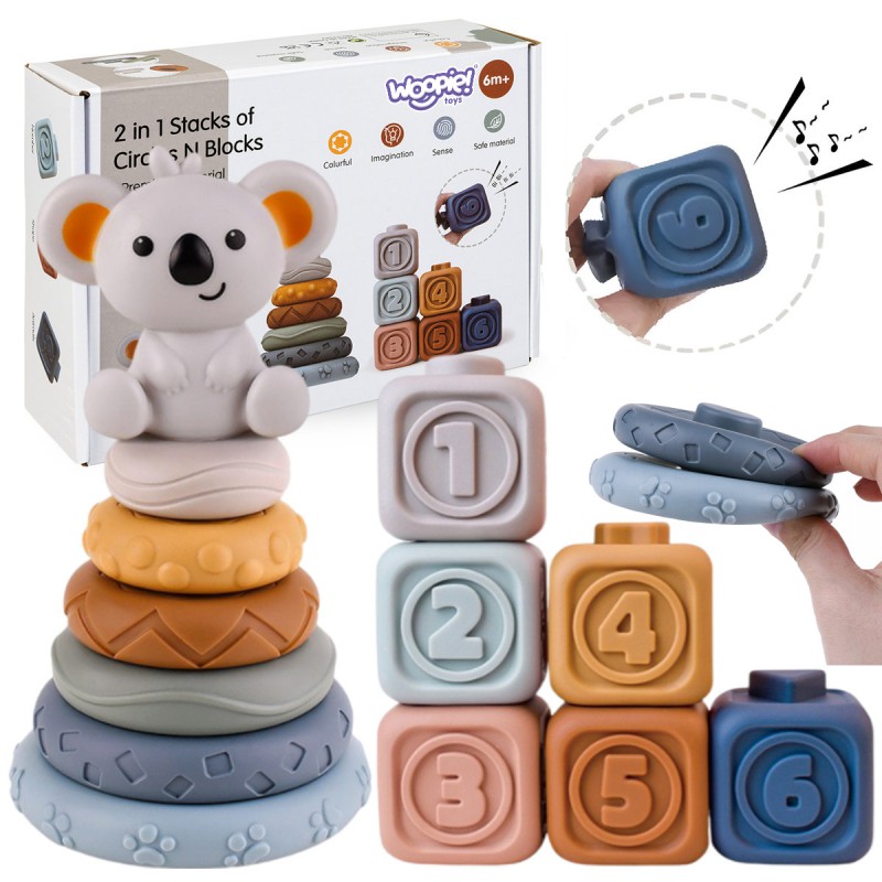 Zestaw Miękkich Gumowych Klocków Sensorycznych 3w1 Miś WOOPIE BABY Zestaw Miękkich Gumowych Klocków Sensorycznych 3w1 Miś WOOPIE BABY
