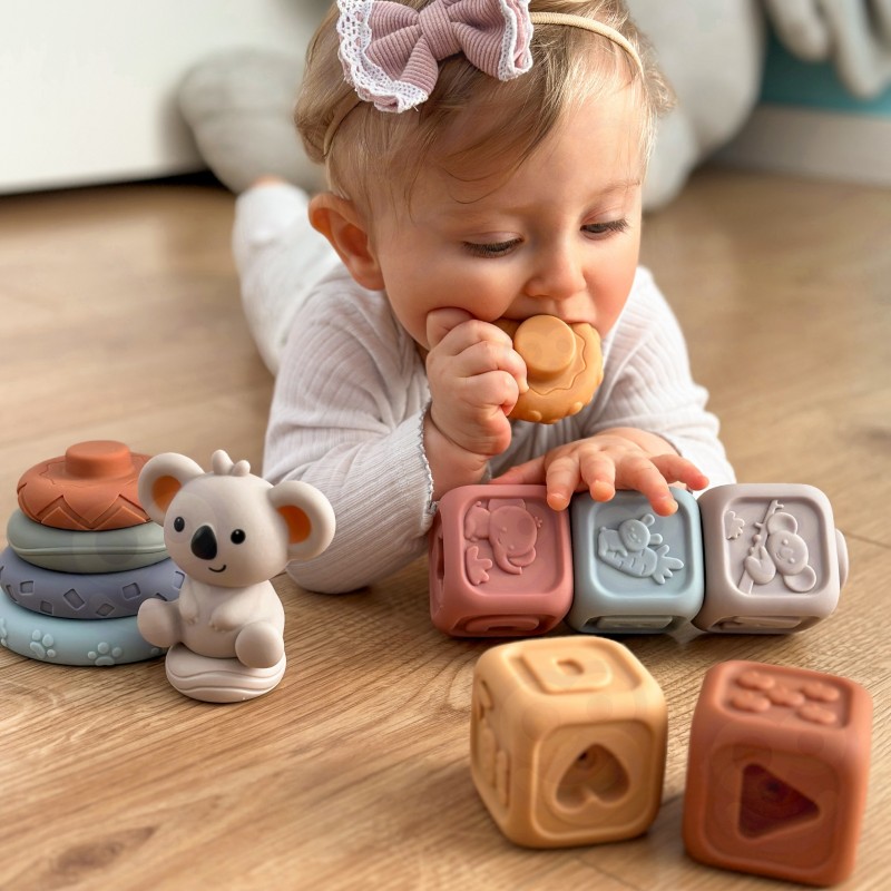 Zestaw Miękkich Gumowych Klocków Sensorycznych 3w1 Miś WOOPIE BABY Zestaw Miękkich Gumowych Klocków Sensorycznych 3w1 Miś WOOPIE BABY