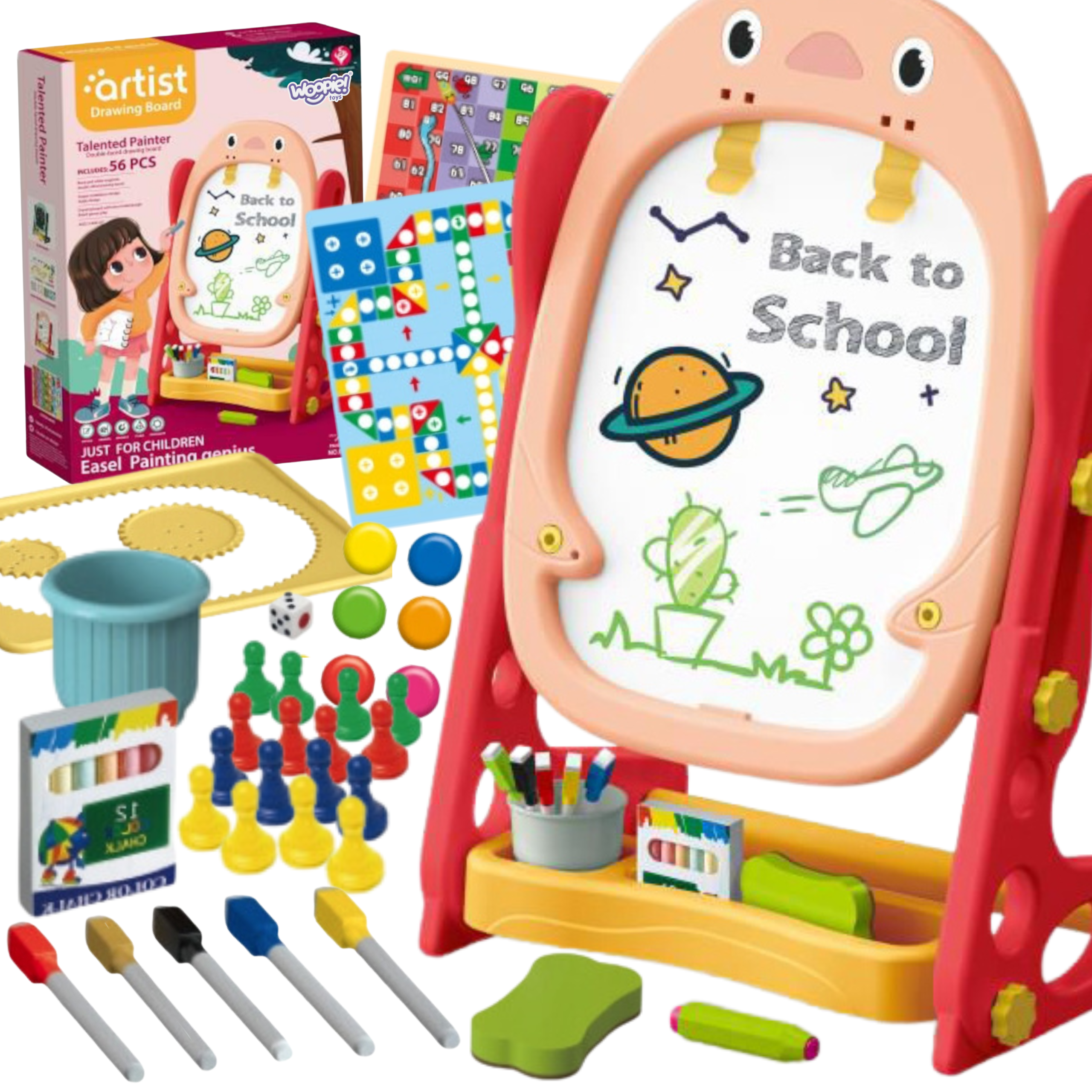 WOOPIE Dwustronna Tablica Magnetyczna do Rysowania i Nauki Liczb oraz Liter 56 el. WOOPIE Dwustronna Tablica Magnetyczna do Rysowania i Nauki Liczb oraz Liter 56 el.