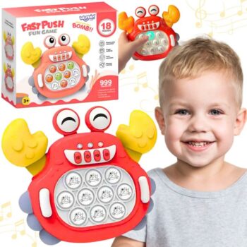 WOOPIE Gra POP IT Elektroniczna Antystresowa Zręcznościowa Krab Czerwony