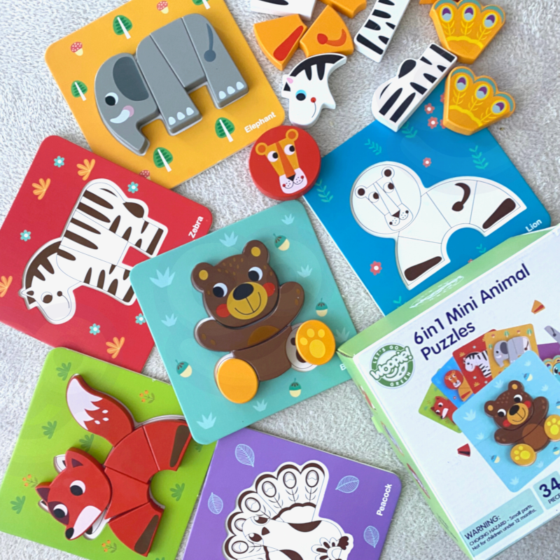 WOOPIE GREEN Układanka Drewniana Klocki Zwierzątka Montessori FSC WOOPIE GREEN Układanka Drewniana Klocki Zwierzątka Montessori FSC