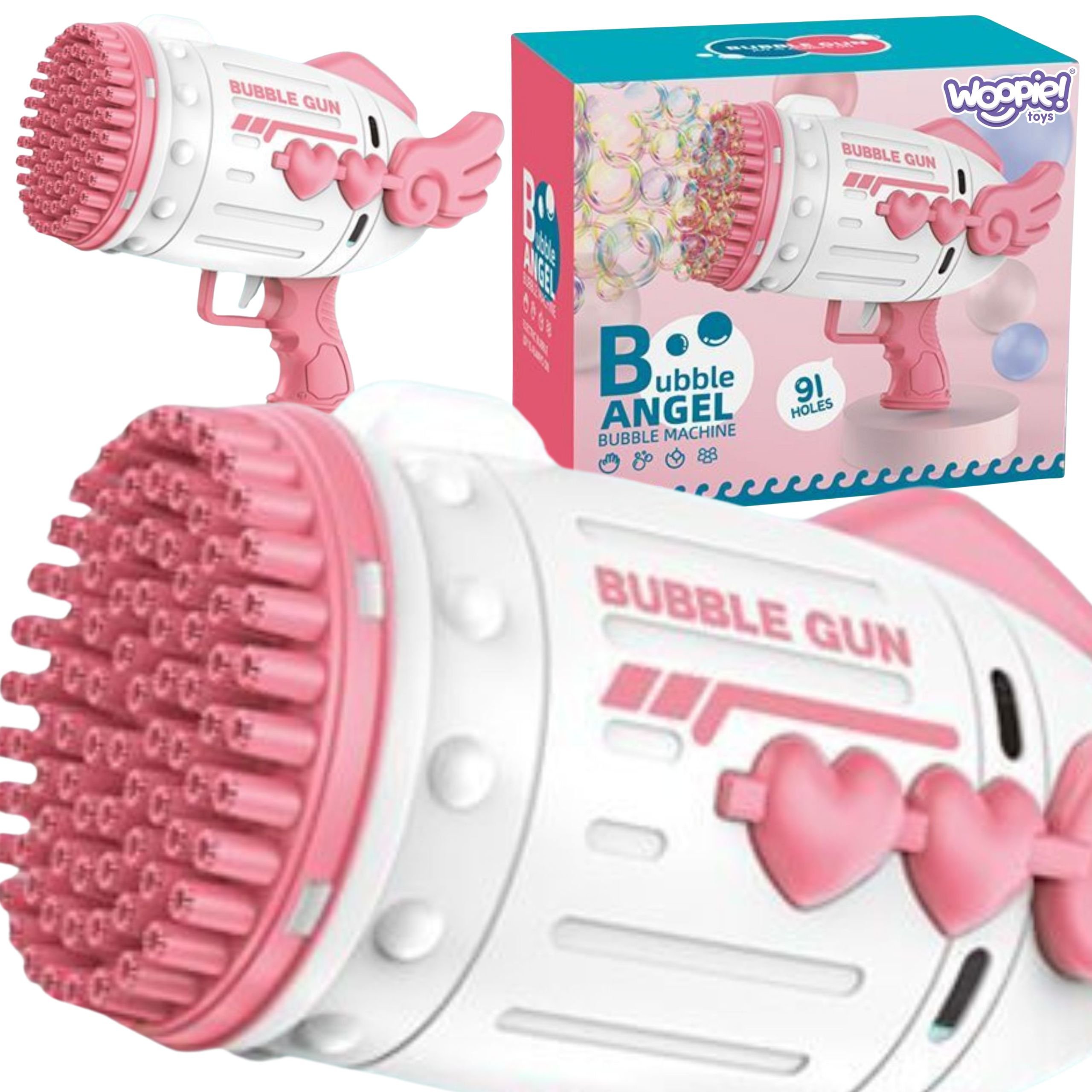 WOOPIE Pistolet do Robienia Baniek Mydlanych 91 Otworów Różowy WOOPIE Pistolet do Robienia Baniek Mydlanych 91 Otworów Różowy