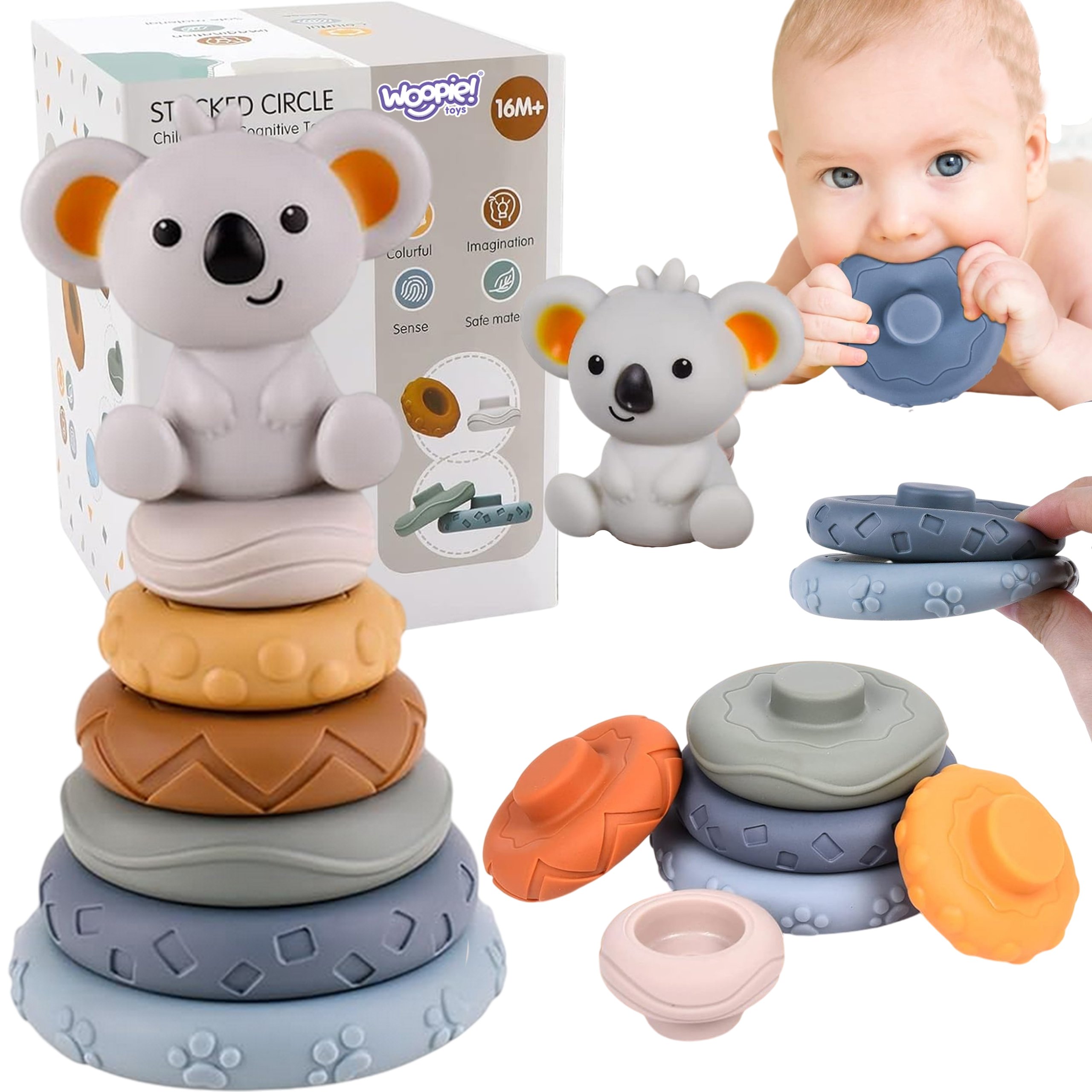 WOOPIE Zestaw Edukacyjna Piramdka Koala 2w1 Gryzak WOOPIE Zestaw Edukacyjna Piramdka Koala 2w1 Gryzak