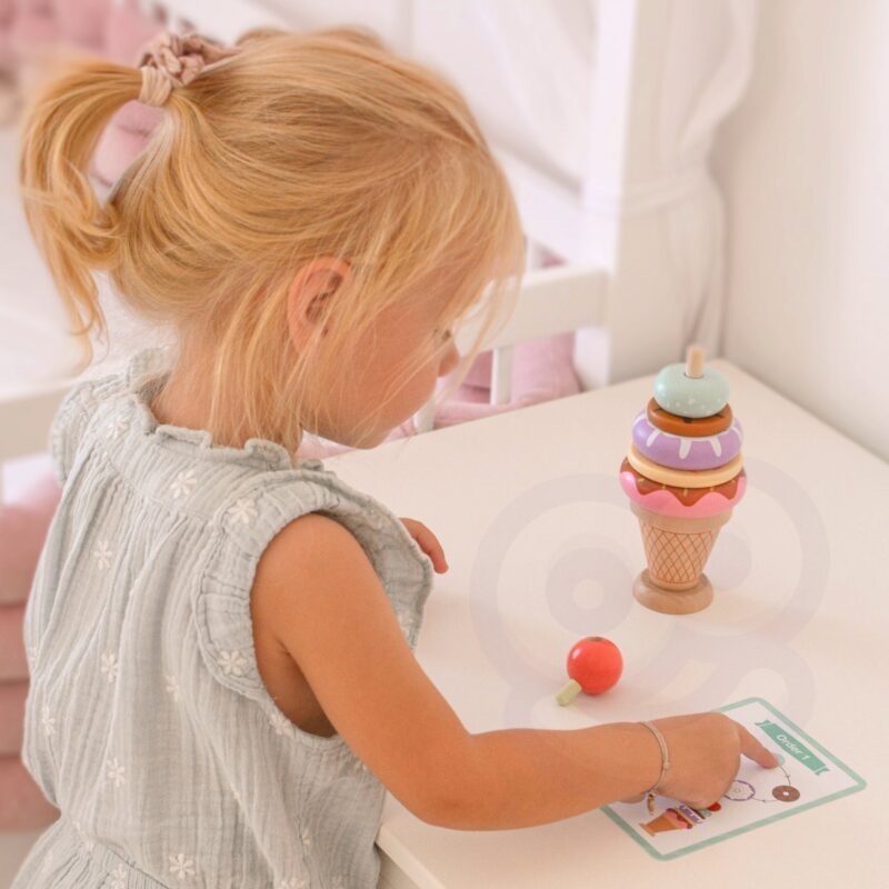 Woopie Green Drewniane Lody Ukladanka Montessori Cukiernia 12 El Fsc