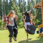 AXI Mitch Play Tower - Duży Plac Zabaw Drewniany Zjeżdżalnia Huśtawki Ścianka Wspinaczkowa + Wieża