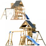 AXI Mitch Play Tower - Duży Plac Zabaw Drewniany Zjeżdżalnia Huśtawki Ścianka Wspinaczkowa + Wieża