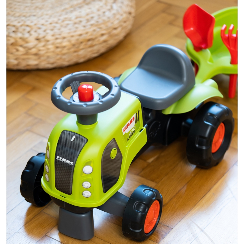 FALK Jeździk Claas 470 Arion Zielony z Przyczepką + Zestaw do piasku FALK Jeździk Claas 470 Arion Zielony z Przyczepką + Zestaw do piasku