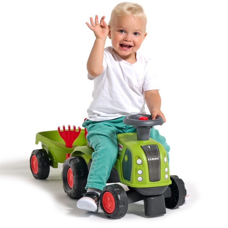 FALK Jeździk Claas 470 Arion Zielony z Przyczepką  + Zestaw do piasku FALK Jeździk Claas 470 Arion Zielony z Przyczepką  + Zestaw do piasku