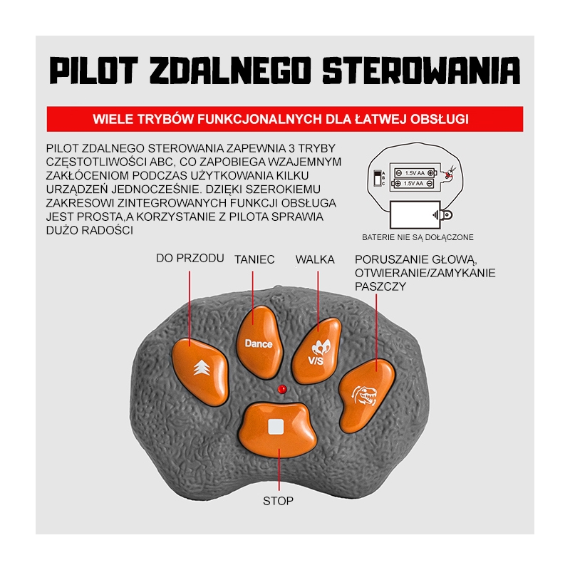 WOOPIE Dinozaur Zdalnie Sterowany RC Robot T-Rex WOOPIE Dinozaur Zdalnie Sterowany RC Robot T-Rex
