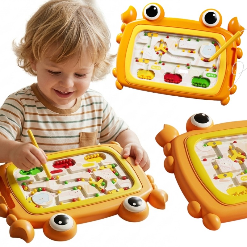 WOOPIE Tablica Magnetyczna Montessori Labirynt Krab Pomarańczowa WOOPIE Tablica Magnetyczna Montessori Labirynt Krab Pomarańczowa
